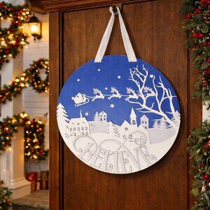 16” Handmade Wooden Christmas Door Sign | BELIEVE | Porch Holiday Decor